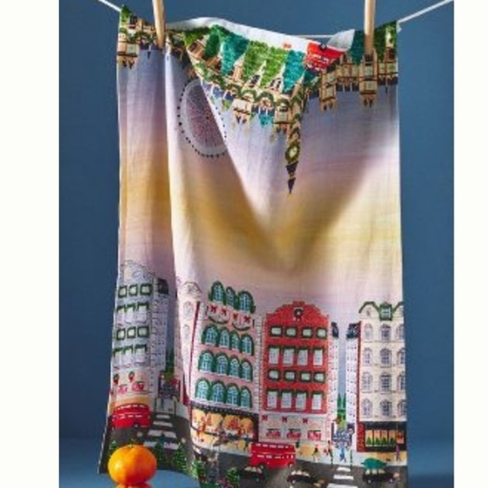 Anthropologie Holiday in the City London Christmas Dish Towel